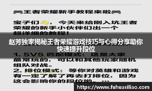 赵芳独家揭秘王者荣耀游戏技巧与心得分享助你快速提升段位